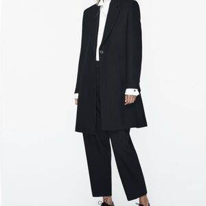 Zara Black Trench Coat Long-line Tailored